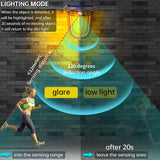 Solar Wall Light Motion Sensor Outdoor Waterproof, Lighting Mode.