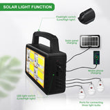 Showing Features and Applications of 100W Solar Camping Flashlight and Power Bank – USB Rechargeable. 