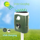 Solar Ultrasonic Animal Repeller | 360° PIR Motion Sensor | Waterproof for Outdoor Garden & Yard