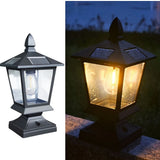 Solar Outdoor Post Lights – Warm White Dusk to Dawn Lantern-day and night show 