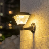 Solar Pillar Light Outdoor Post Cap Lantern at night 