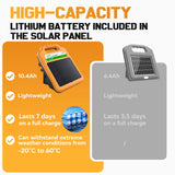 Solar-powered electric fence-battery features