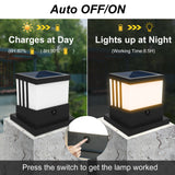 Showing the day and night working features of the Solar Pillar Light, Waterproof Outdoor Solar Fence, and Garden Lighting 