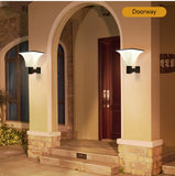 Showing Solar Security Wall Lights Motion Sensor installed on the main house entrance