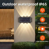 Solar Wall Lamp, Up & Down LED Light showing Outdoor Waterproof features 