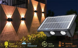 Solar Wall Lamp, Up & Down LED Light showing outdoor features.