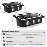 Solar Wall Lamp, Up & Down LED Light, Outdoor, with dimensions and product parameters displayed.
