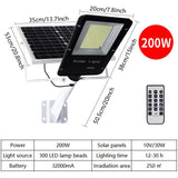 Showing specifications of 200W Solar Street Light – Weatherproof, Smart Light Sensor & Remote Control