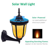 Showing features of Solar Dancing Flame Wall Light – 96 LED, Waterproof, Dusk-to-Dawn