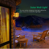 Showing night application of Solar Dancing Flame Wall Light – 96 LED, Waterproof, Dusk-to-Dawn