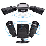showing product features of Solar Security Spotlight – Double Head Adjustable Angle with Motion Sensor
