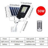Showing specifications of 50W Solar Street Light – Weatherproof, Smart Light Sensor & Remote Control